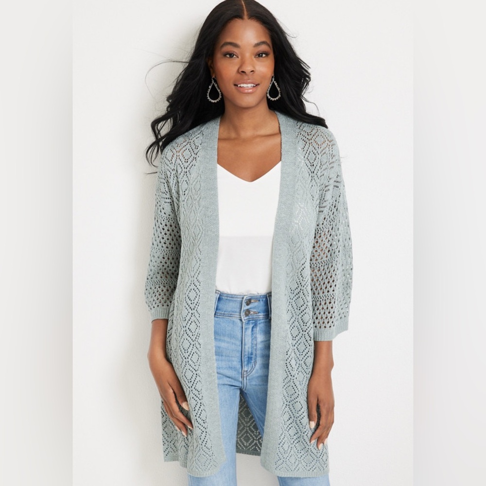 Maurice's spring pointelle cardigan size small